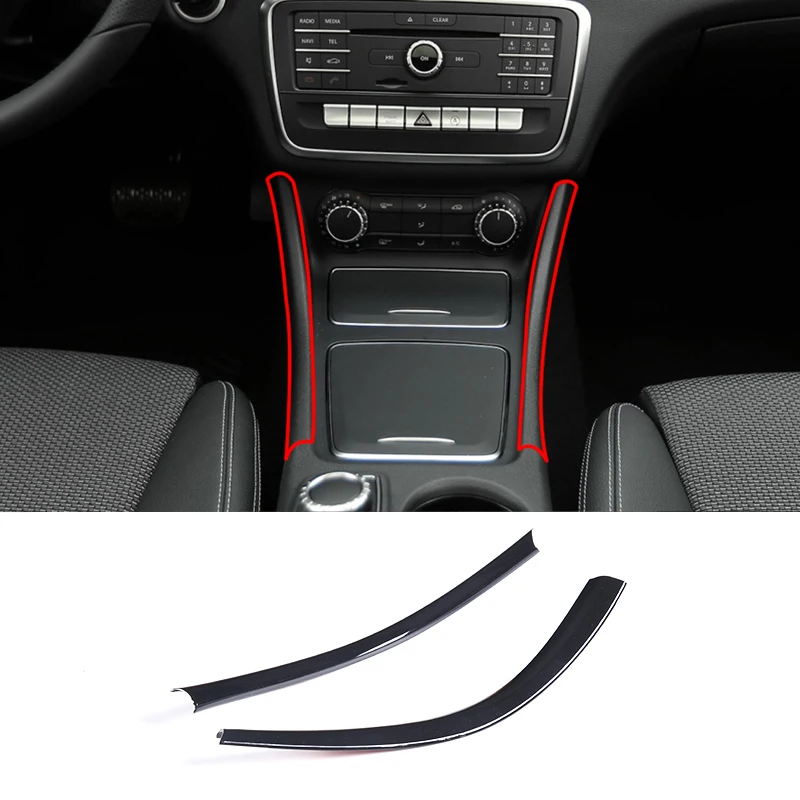 For Mercedes Benz A  CLA GLA Class W117 W176 A180 ABS Carbon Fiber Car Center Control Panel Side Strips Cover Protective Trim