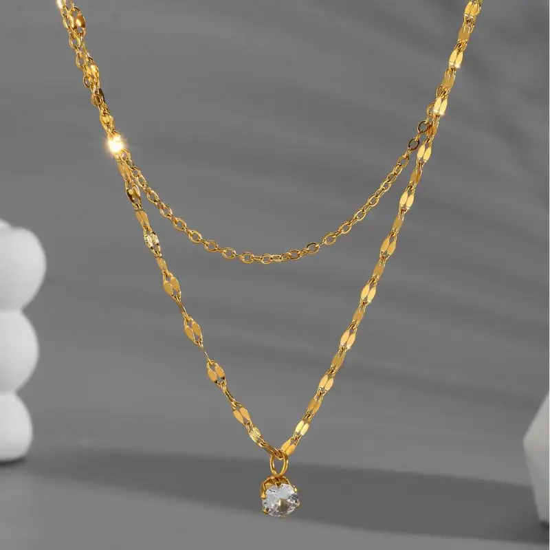 متعدد الطبقات حجر الراين قلادة قلادة موضة الفولاذ المقاوم للصدأ سلسلة للنساء الذهبي هيبوالرجينيك العصرية مجوهرات حفلة هدية