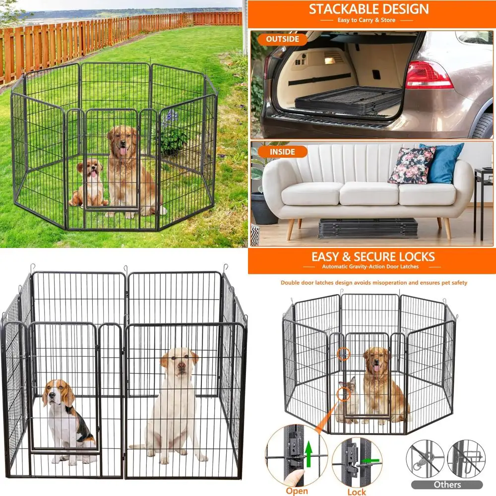 

Indoor/Outdoor Metal Dog Playpen with 8 Panels & 40 Height for Medium to Large Dogs