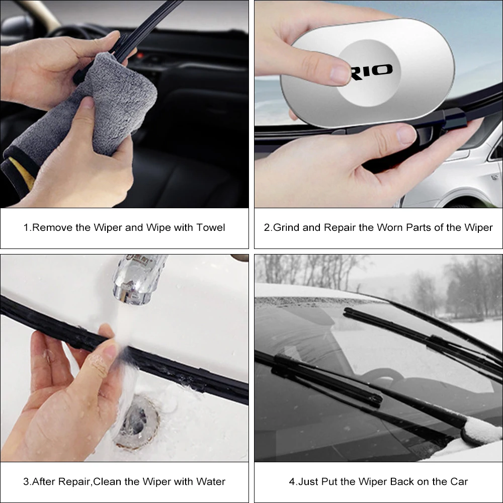 For Kia Rio 3 4 K2 K3 X-Line Auto Repair Accessories Metal Car Wiper Repairer Tool Auto Adhesive Strip Boneless Wiper Blade