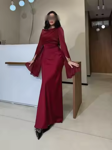 UltraLuxury Dress Sultry FigureFlattering Evening Dress Shimmering Satin Midlength Dress Elegant Sculpted FormFitting Gown