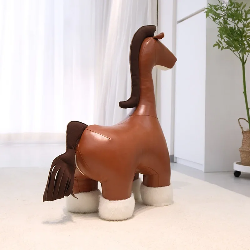 Nordic Shoe Stool Horse Shape Creative Footstool Ottoman Cartoon Modern Simple Footrest Artistic Living Room Home Furniture