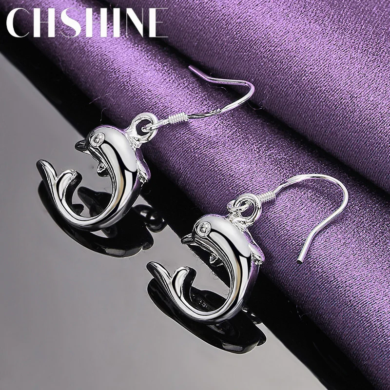 CHSHINE 925 Sterling Silver Dolphin Earrings For Women Wedding Party Fashion Charm Jewelry