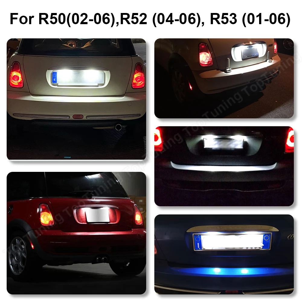 For BMW Mini Cooper R50 R52 R53 2 PCS White Car LED Number License Plate Lights Car Light Source Error Free