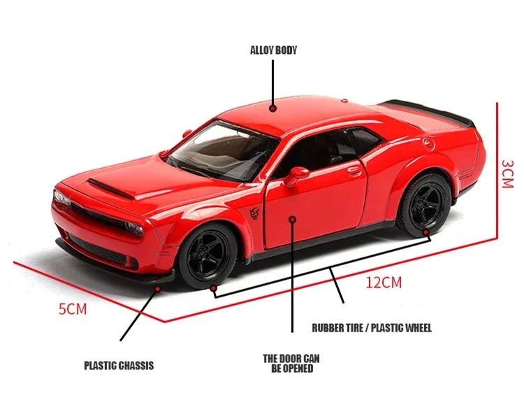 1:36 Dodge Challenger Muscle Sports Alloy Car Model Diecast Metal Toy Police Vehicles Car Model Simulation Collection Kids Gift