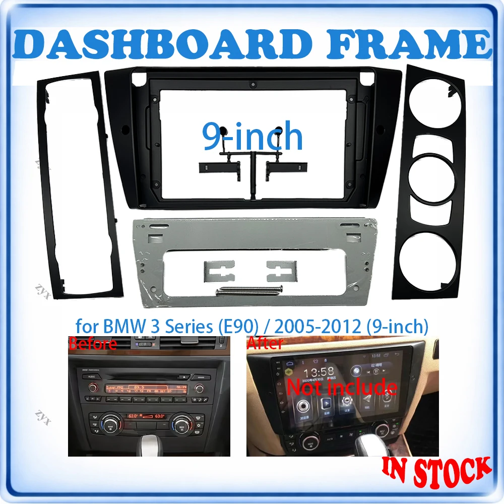 Car Radio Fascia Frame For BMW 3 Series E90 E91 E92 E93 2005-2012 9 inch With Canbus Decoder & Wiring Harness Car Accessories