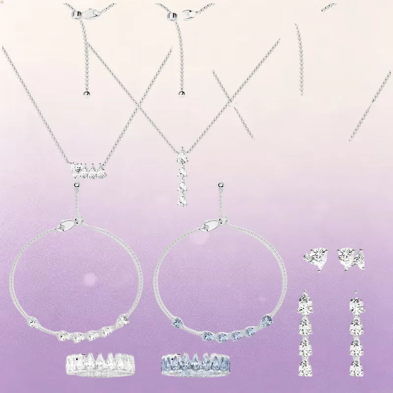 ZPFF 925 Sterling Silver White Blue Water Drop Ring Earrings Bracelet Necklace Women Light Luxury Personalized Party New Jewelr