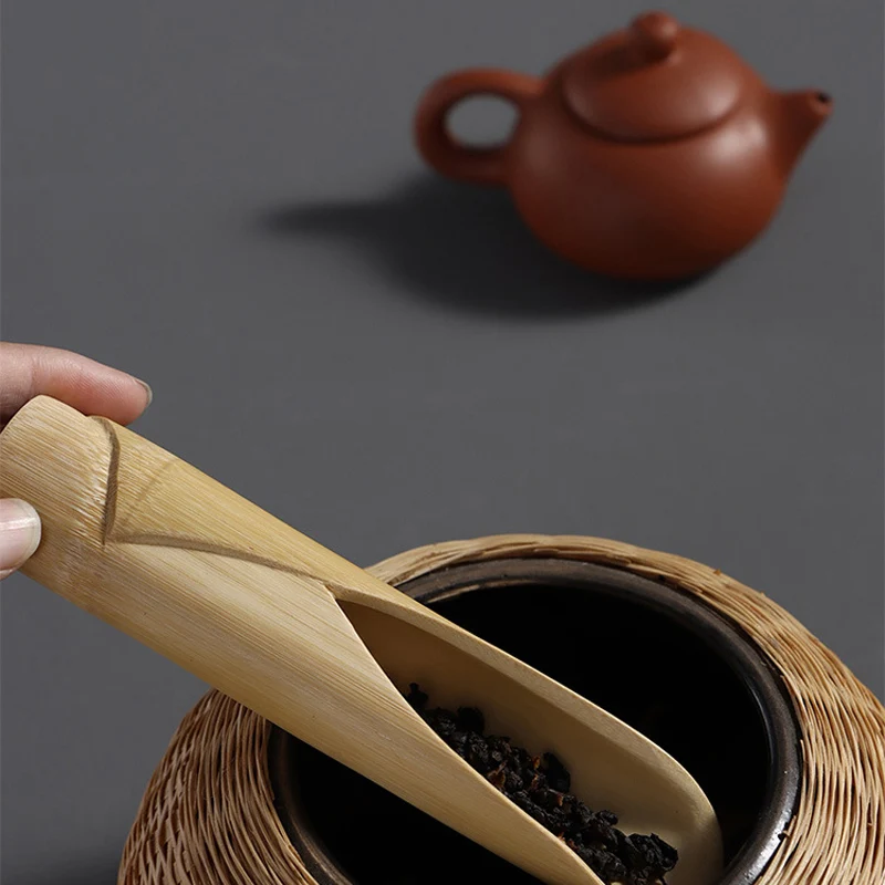 2Pcs/Set High Quality Tea Spoons Natural Bamboo Wooden Teaspoon Tea Accessories Kitchen Teaware Supplies Tool Tea Scoop Shovel