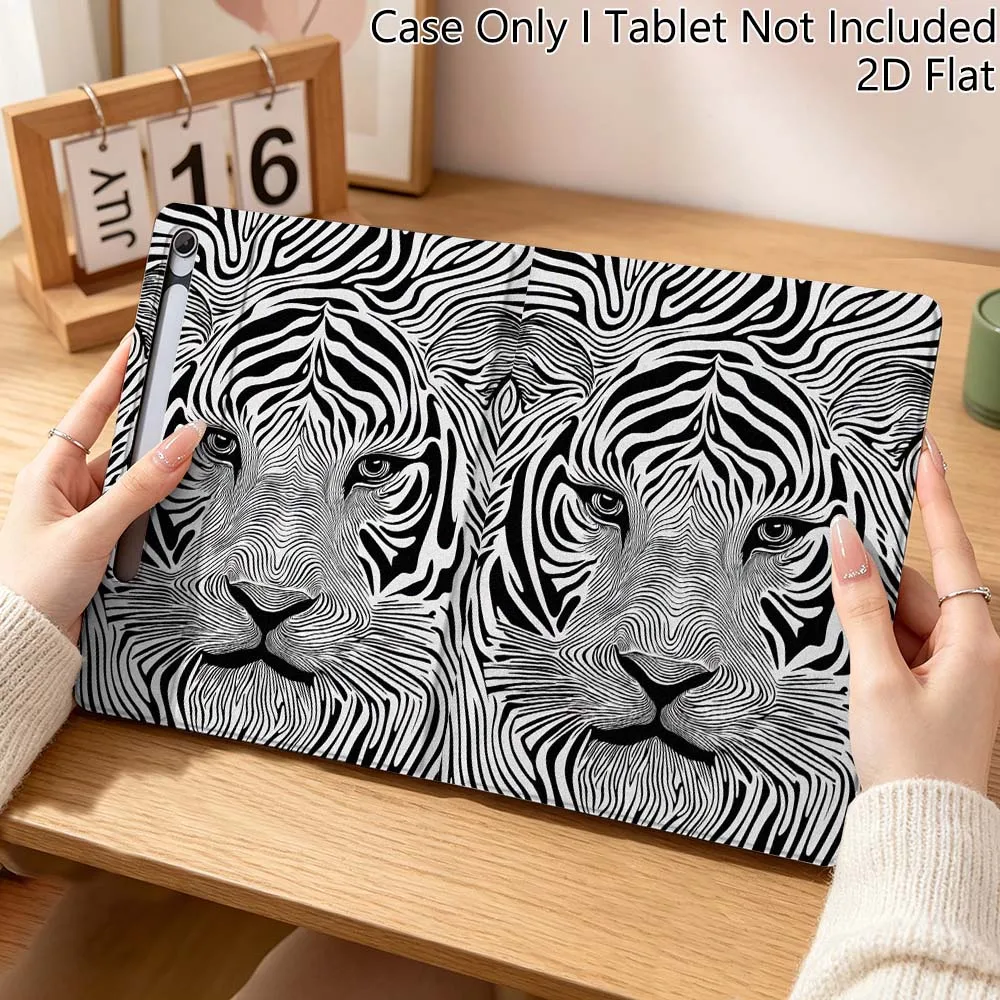 

Line Black Tiger Cat Art Hot For Samsung Galaxy Tab S10 S9 S8 S7 FE Lite Soft Flexible Support Tablet Case Gift