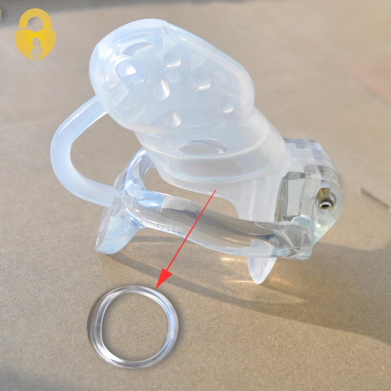 CHASTE BIRD-jaula de silicona con púas para pene, Dispositivo de Castidad con anillo de resina fijo, Juguetes sexuales para adultos, A362-1, HT v3