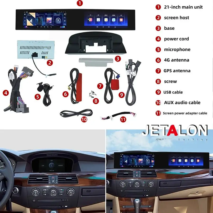 Android 15 21-Zoll Dual-Screen CarPlay für BMW E60 E61 E63 E64 2003-2010 CCC CIC Navi Multimedia-Videoplayer Stereo WLAN 4G