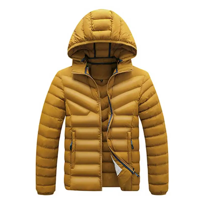 Chaquetas de algodón gruesas y cálidas de felpa para hombre, Parkas ajustadas a prueba de viento con capucha, sombrero desmontable informal, novedad de invierno de 2023