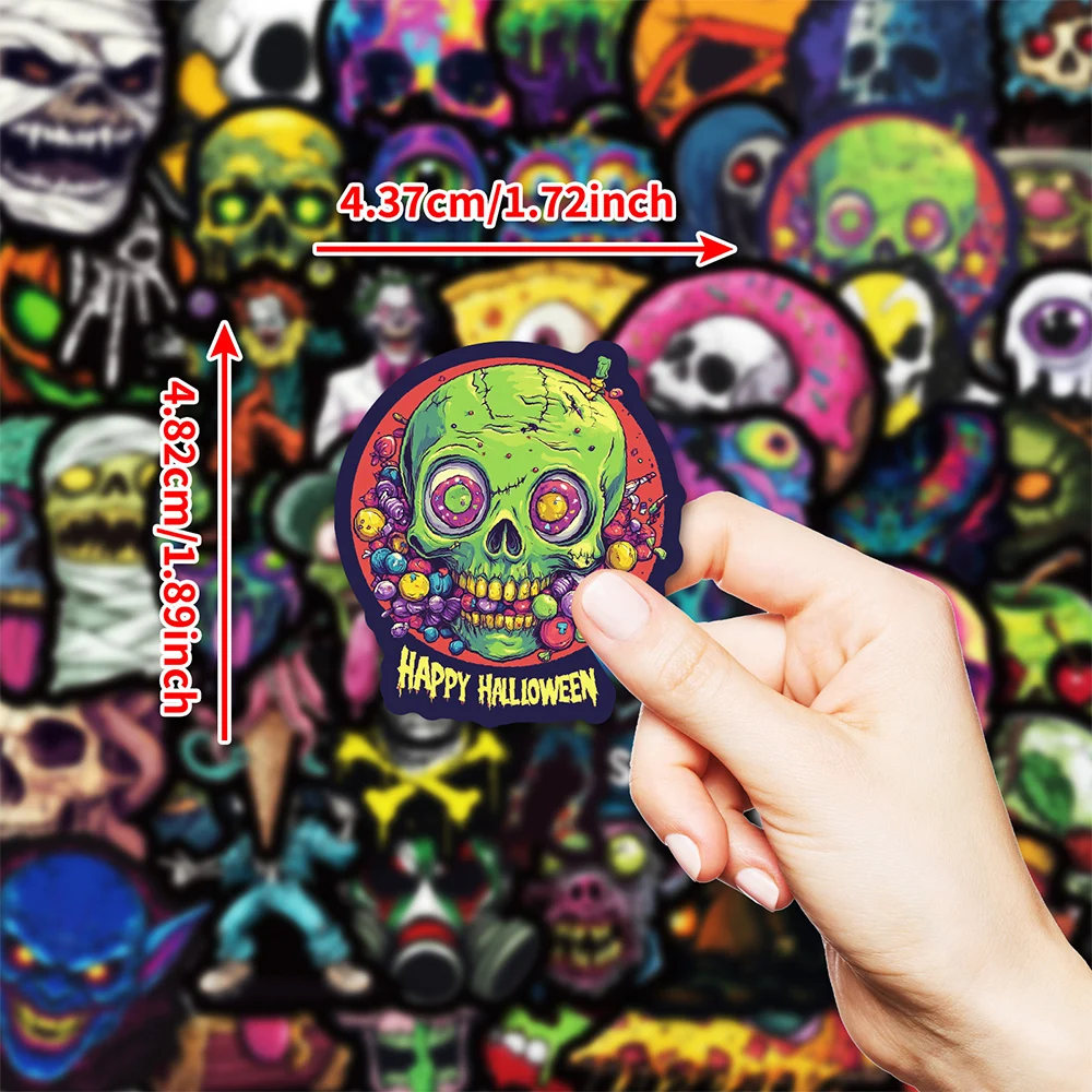 

10/30/50pcs Cool Cartoon Skull Graffiti Stickers Gothic Horror Decals for Stationery Laptop Fridge Bike Car Waterproof Sticker