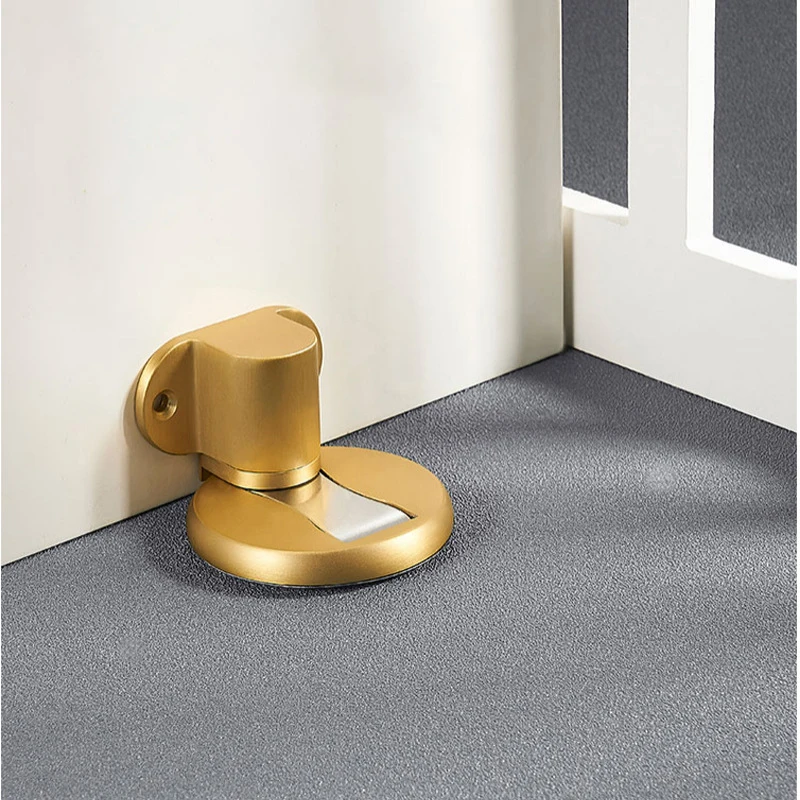 Geborsteld messing veiligheid magnetische deurstopper muurbeschermer vloermontage onzichtbare deurstop