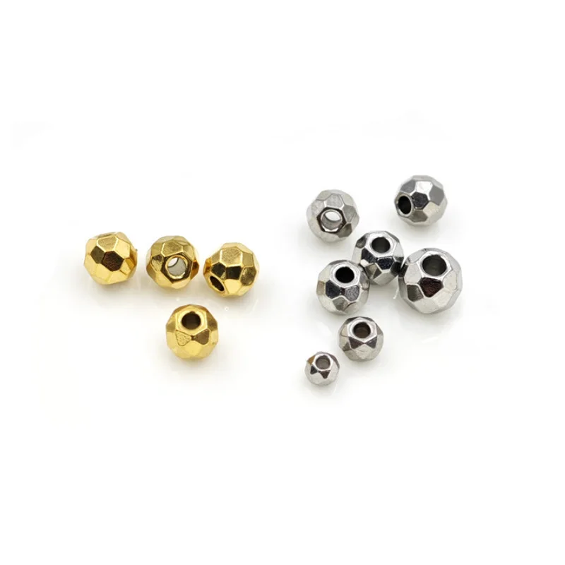 60pcs 3 4 5 6mm Stainless Steel Round Ball Spacer Beads DIY for Women Men Bracelet Necklace Making PVD Coating Gold Color