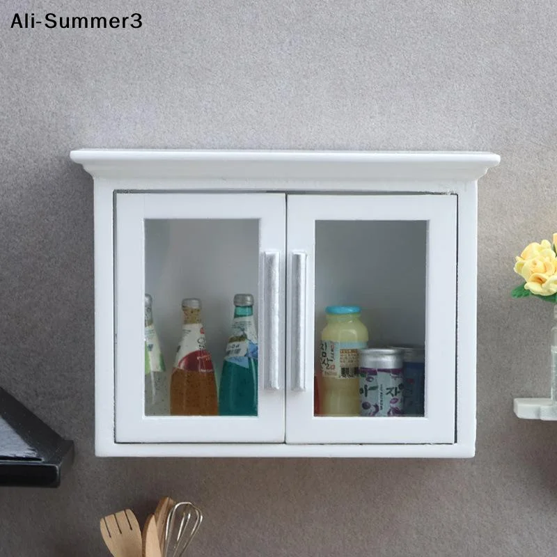 【Wg3】1:12 Modèle d'armoire murale miniature pour maison de poupée, étagère, meuble de maison de poupée, ornement, accessoires de construction de micro-scène