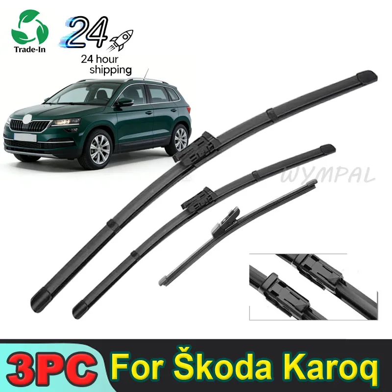 

3pc Wiper LHD Front & Rear Wiper Blades Set For Škoda Karoq 2021 - 2026 Windshield Windscreen Window Brushes 26"+18"+13"