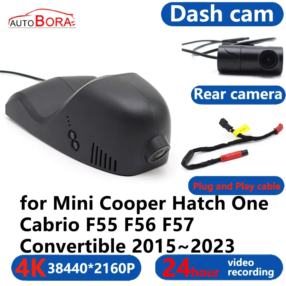 

AutoBora 4K Wifi 3840*2160 Car DVR Dash Cam Camera 24H Video Monitor for Mini Cooper Hatch One Cabrio F55 F56 F57 Convertible