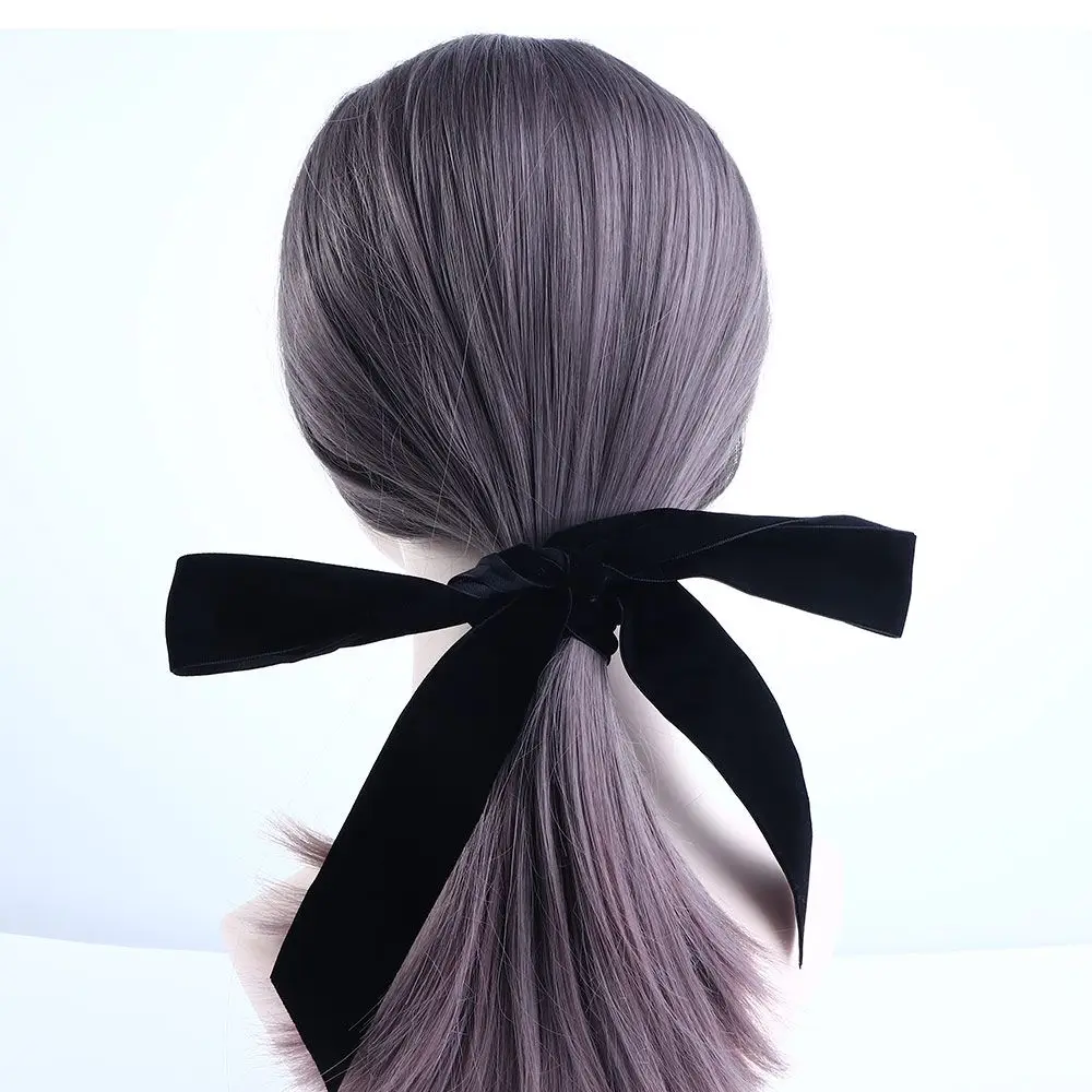 Hair Accessories Gift Ribbon Bow Handmade Headwear Long Hairband Velvet Elastic Hair Rope Ponytail Holder