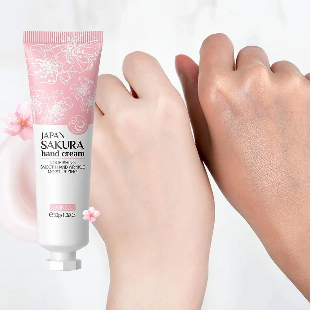 Laikou-crema de manos Sakura, 4 colores, hidratante, antigrietas, suaviza la piel tierna, crema nutritiva para el cuidado de las manos, Repa H7d4