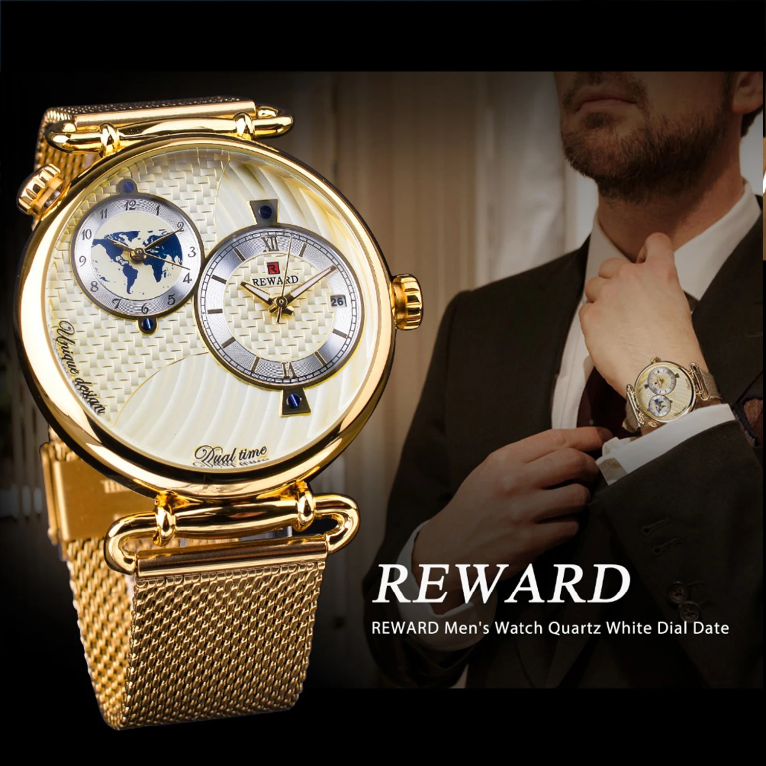 報酬付きゴールド腕時計 メンズ 多時間帯表示 クォーツ腕時計 - Luxury Watch Zone のレビューと価格