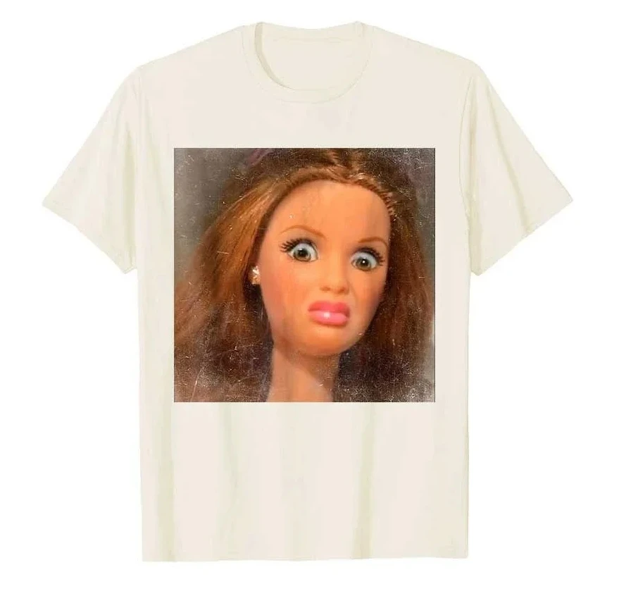 Hot Funny Disgusting Doll Face Meme T-shirt for Men T Shirts Short Sleeve Tops Casual Shirts for Women Oversized Tee Streetwear