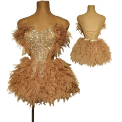 Camel Tube Top Exquisite Birthday Light Luxury Dress Photo Photography Girl Group Stage Singing Clothes Bar Dancing Party Dress