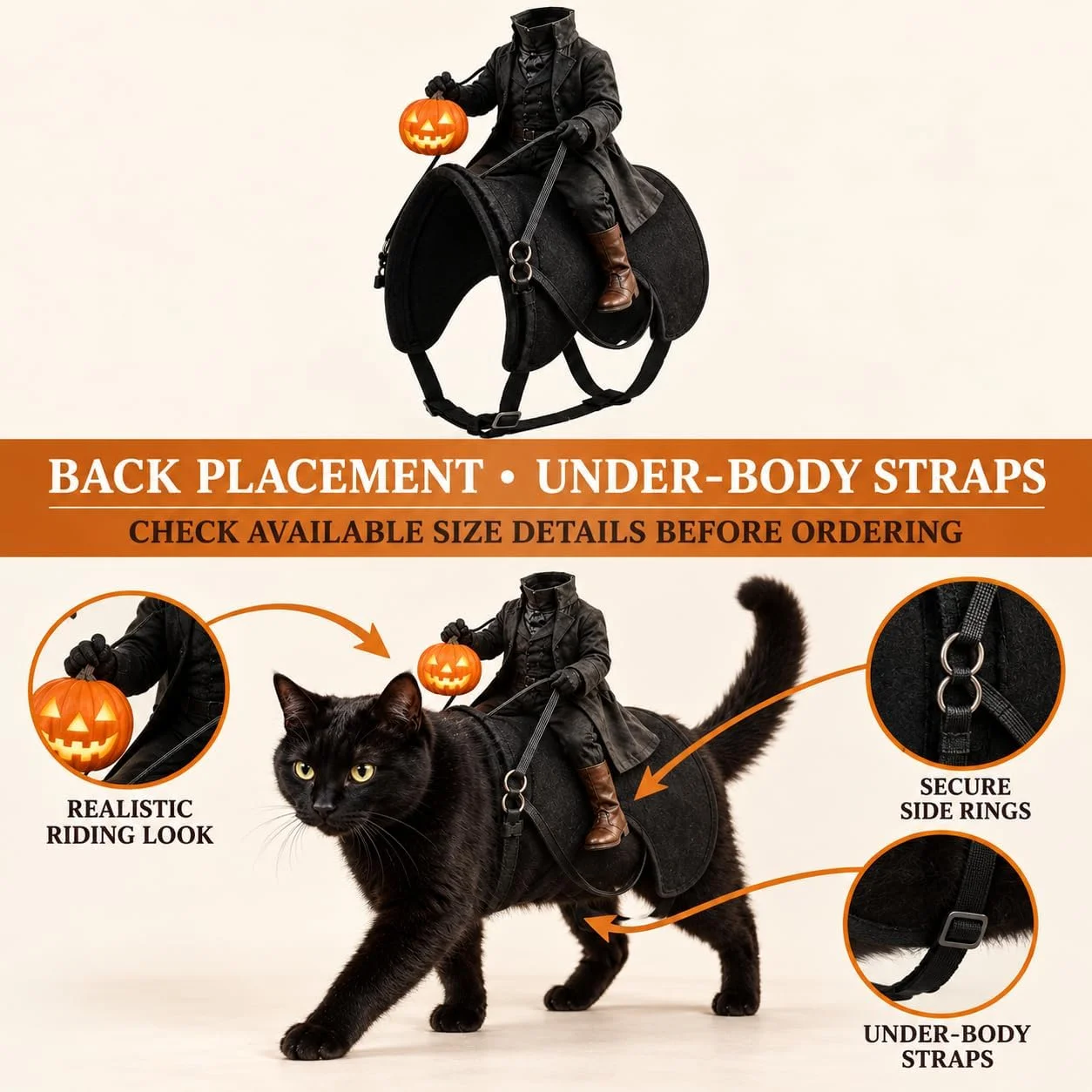Halloween Kopfloses Ritter-Haustier-Reiter-Kostüm – Detail 6