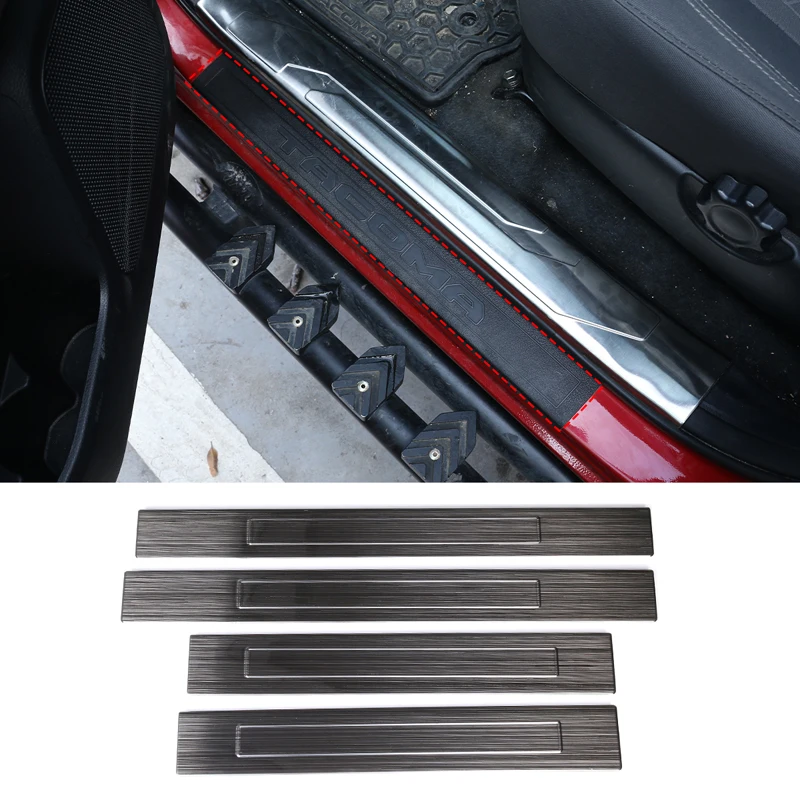 Stainless Steel Brushed Black Welcome Pedal Door Threshold Strip Trim Stickers Cover For 2016-2022 Toyota Tacoma Car Accessories