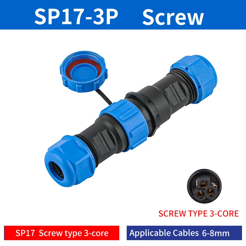 JINH 1/5Pcs Screw Terminal SP17 2/3 Pin Aviation Plug, IP68 Waterproof Inline Connector, Male Female Panel Mount Kit