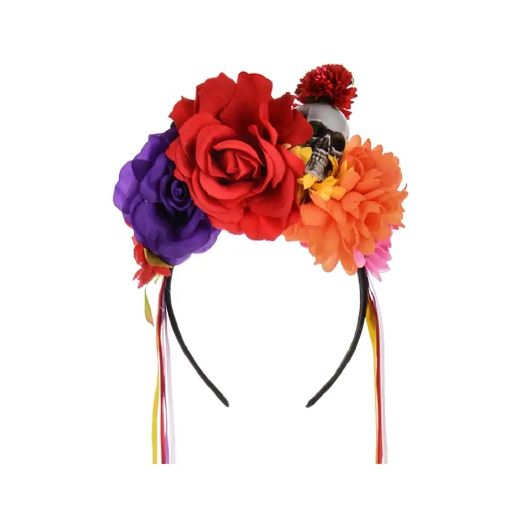 

Повязка на голову в стиле Дня мертвых, костюмный венок из роз, мексиканский головной убор BC40