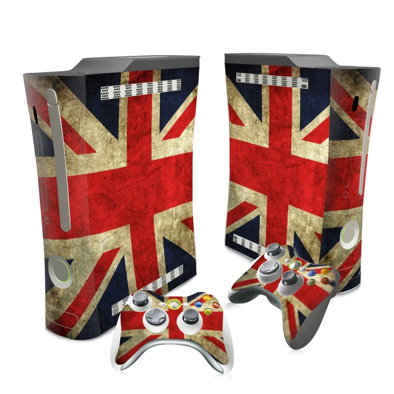 مجموعة ملصقات الجلد من كلوريد البولي فينيل لـ Xbox ، كونسول الدهون ، 2 تحكم الجلد ، 7 تصاميم مختلفة ، علم الولايات المتحدة الأمريكية والمملكة المتحدة
