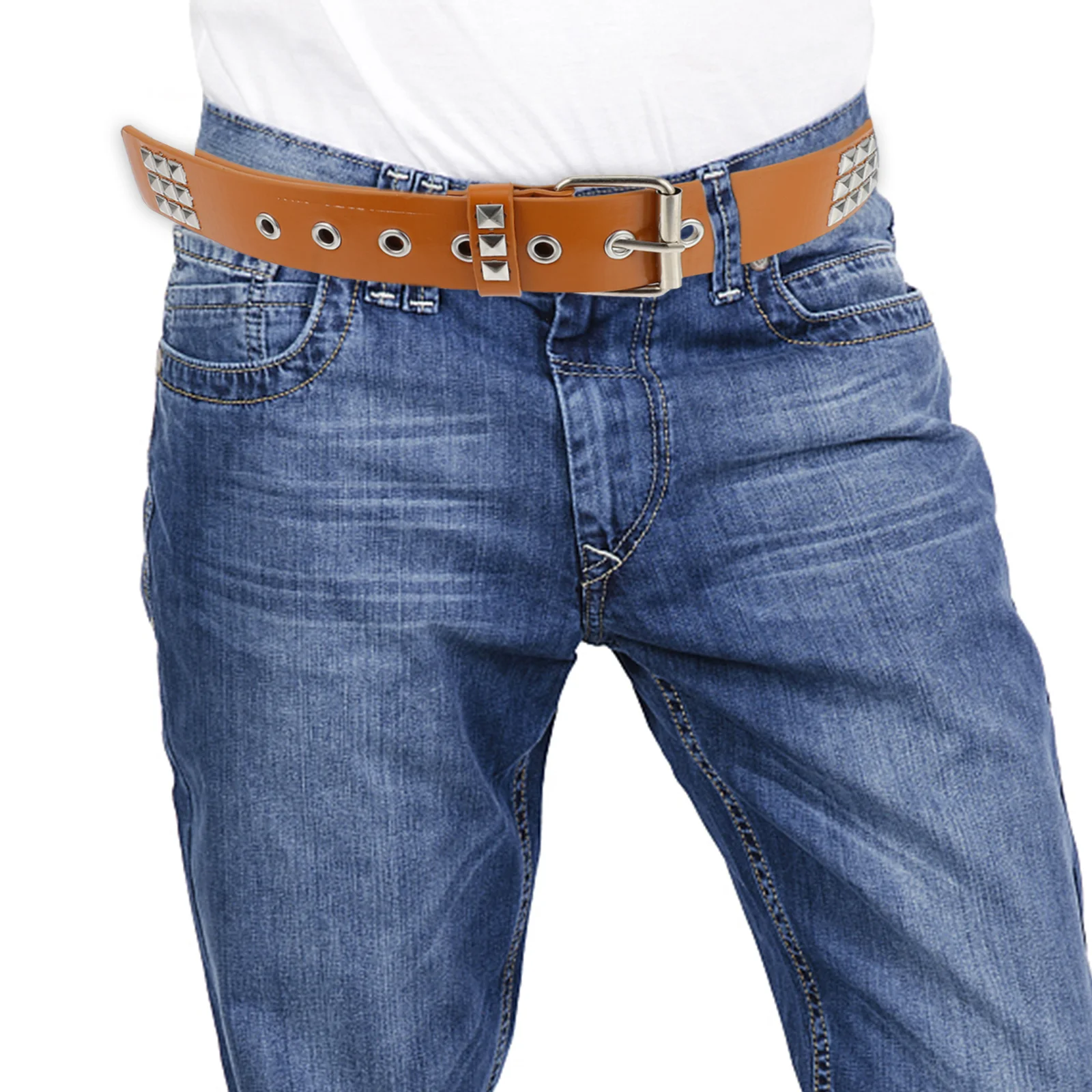

Rivet Belt Decorative Waistb Fashionable Durable Lightweight PU Material Banquets Parties Holiday Use Non Fading Easy to