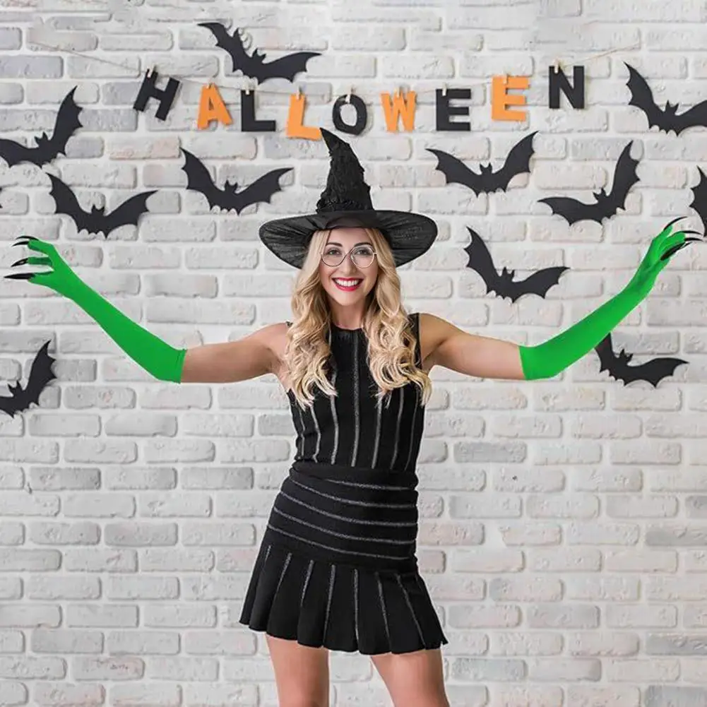 Green Witch Costume Set Green Witch Hat Gloves Bundle Witch Costume Accessory Set for Women Black Hat Round Frame Glasses Green