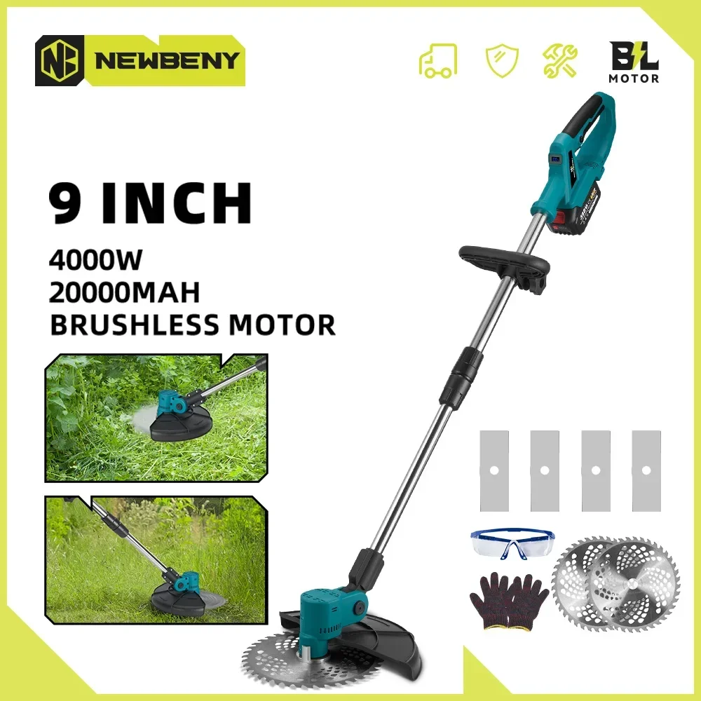 NEWBENY-cortacésped eléctrico sin escobillas, 9 pulgadas, con pantalla Digital, arbustos de jardín inalámbricos, herramientas de deshierbe para