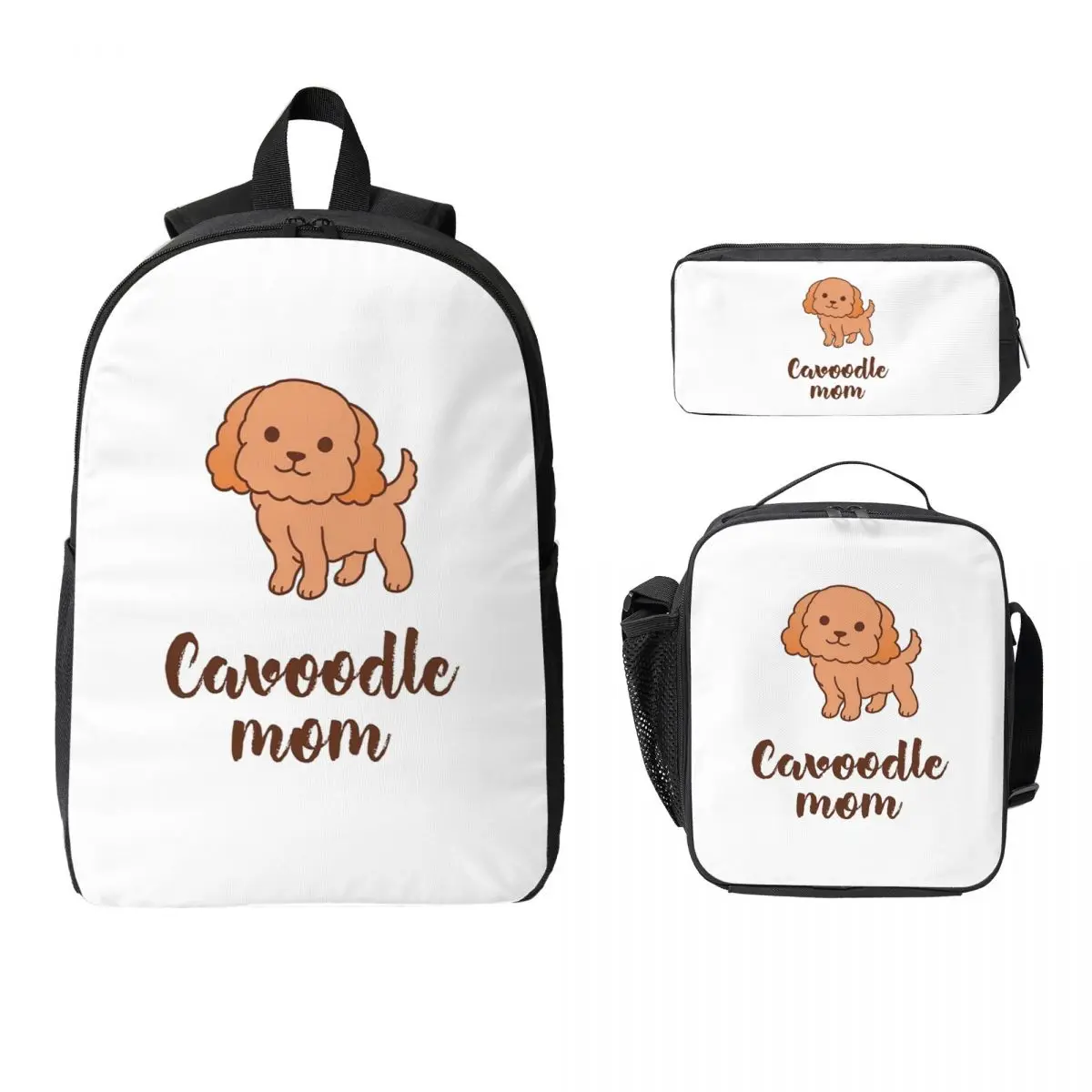 

Cavoodle Dog Mom Backpack Student Boys Girls BookBag School Bag Laptop Shoulder Bags 3ps Insulated Lunch Bag Pencil Case