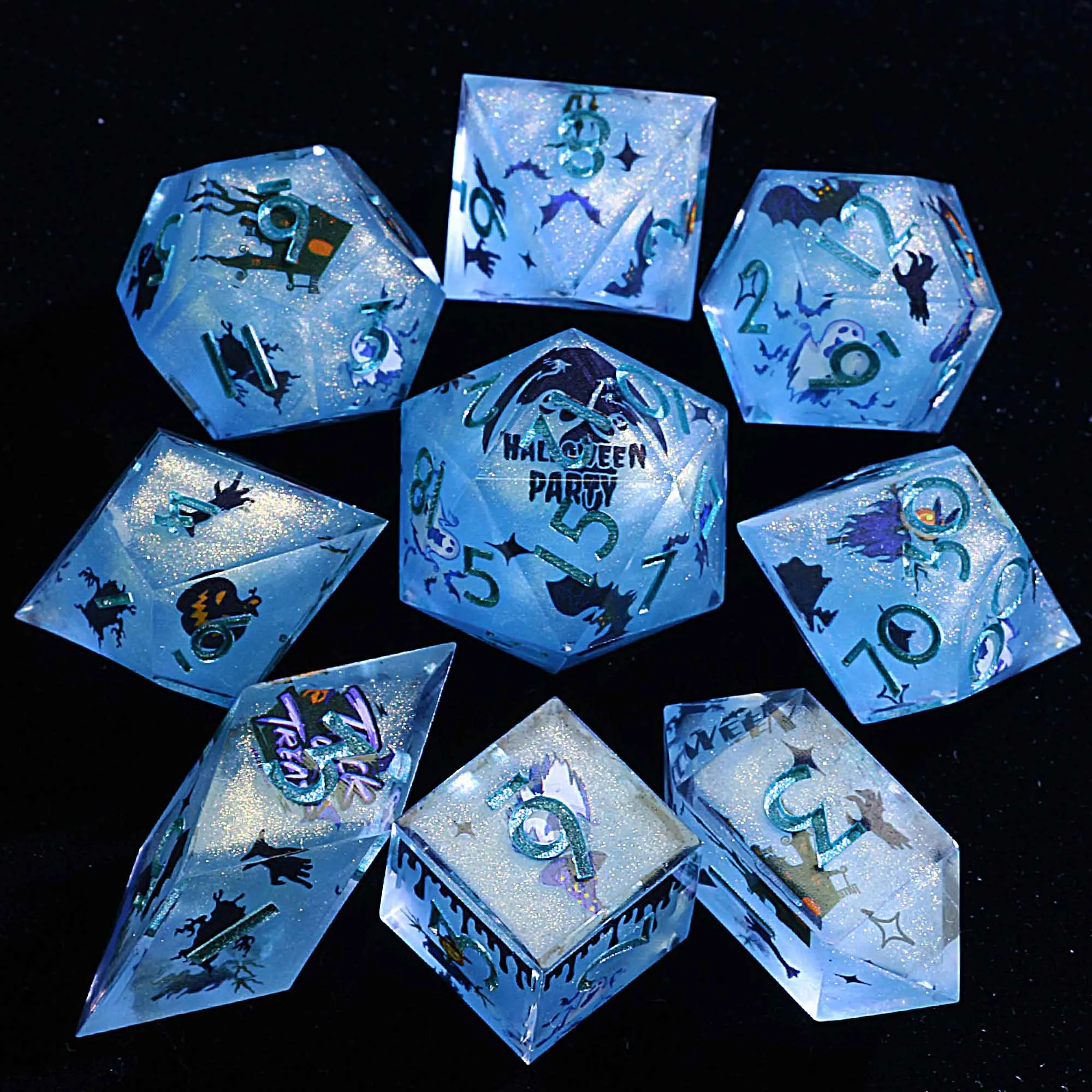 

Наборы из многогранной смолы на Хэллоуин, кости DD, Ethereal, пугало с привидом