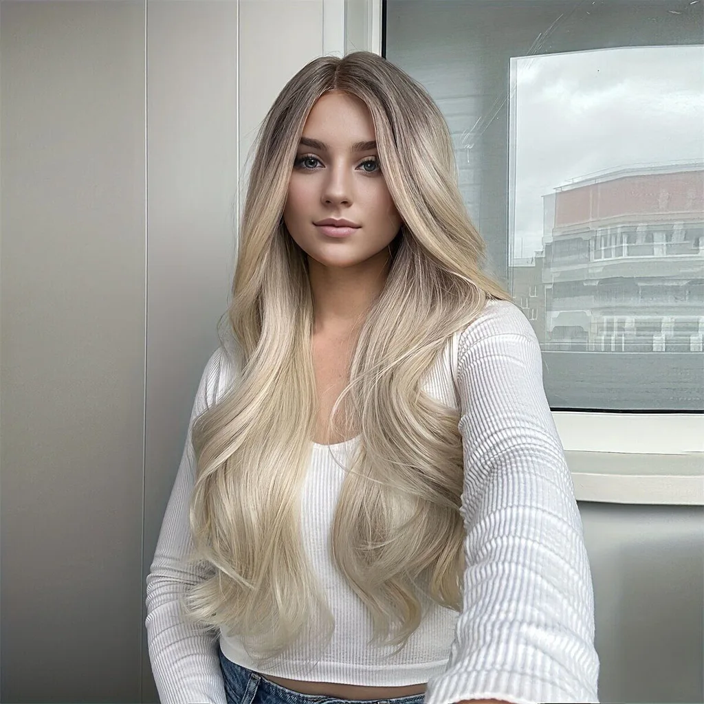

Hot-selling Long Wavy Wig Synthesis gradual change Long Wavy Wig Long Wavy Wig