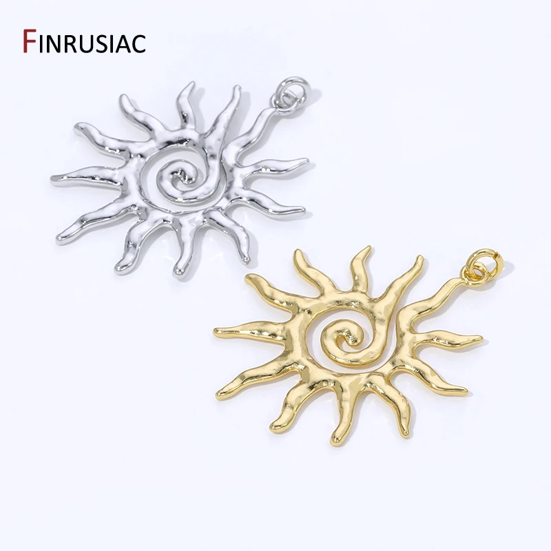 18K Gold Plated Brass Hollow Sun Charms Pendant For Necklace,Spiral Sunburst Charms Pendants For DIY Jewelry Making Accessories image 5