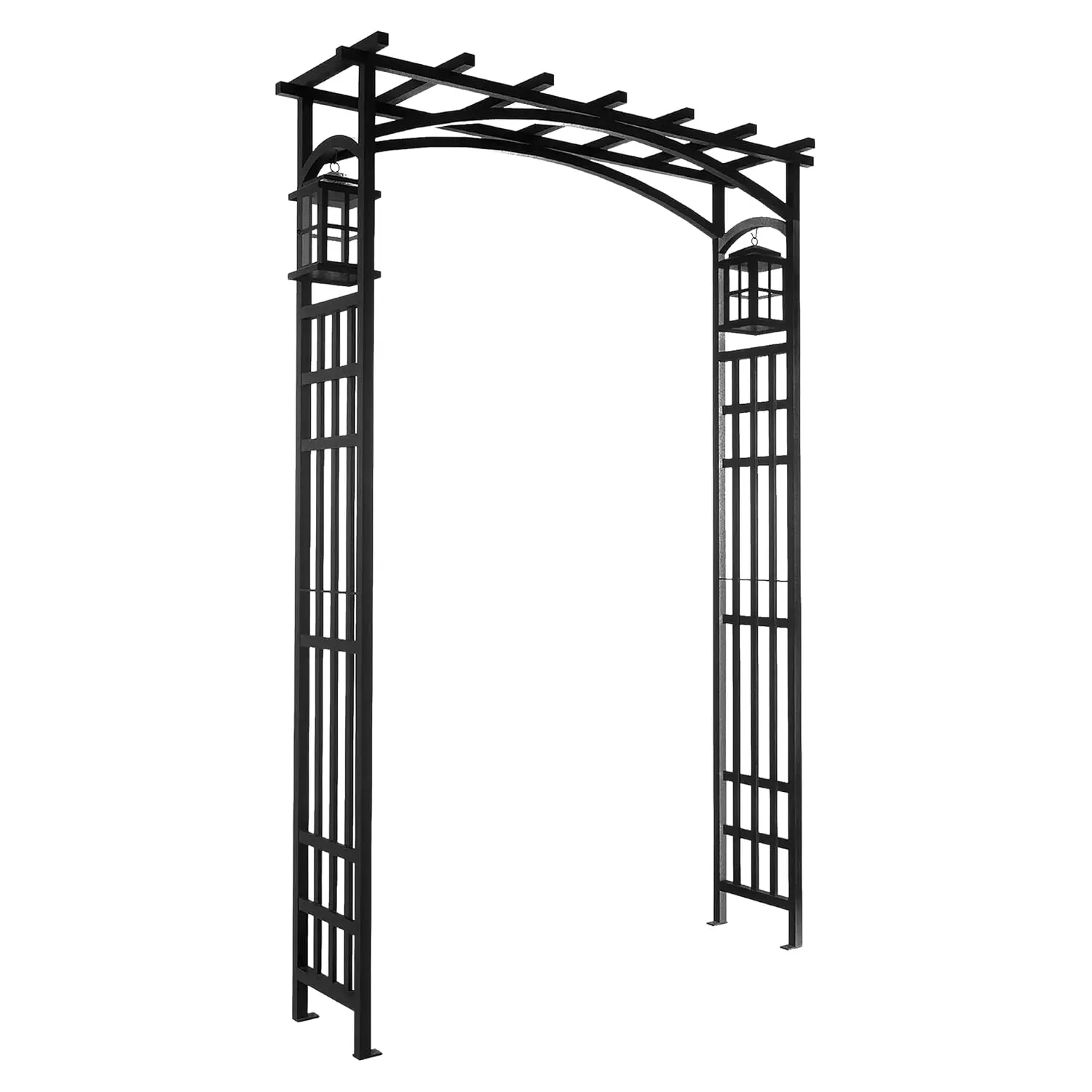 84303 Mission Garden Arbor with Lanterns, Black, 79.5