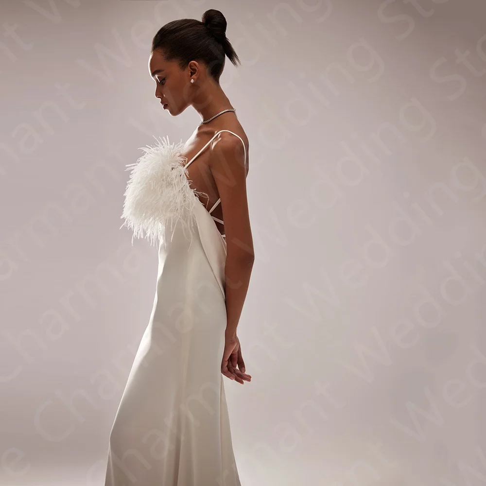 On Sale Stunning Wedding Dresses Mermaid Bridal Gowns Strapless with Straps Wedding Gowns Open Back Feather Robe de mariée 2024