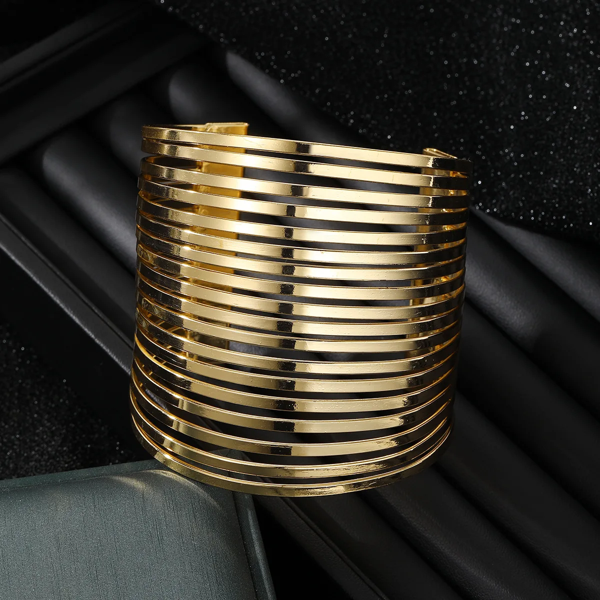 DIEZI Hip Hop Hollow Out Cuff Wide Bangles Vintage Fashion Gold Silver Color Bangle For Women Men Bracelets 2024 New Jewelry