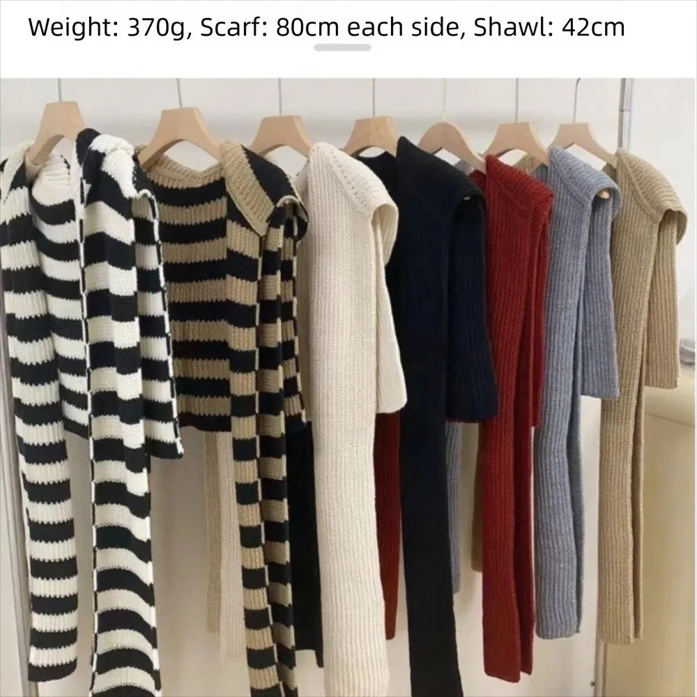 スカーフ オーバーサイズ ニット ケープ ショール 暖かいニット フード付きショール 厚いブランケット ストライプ ルーズ ポンチョ 女性用