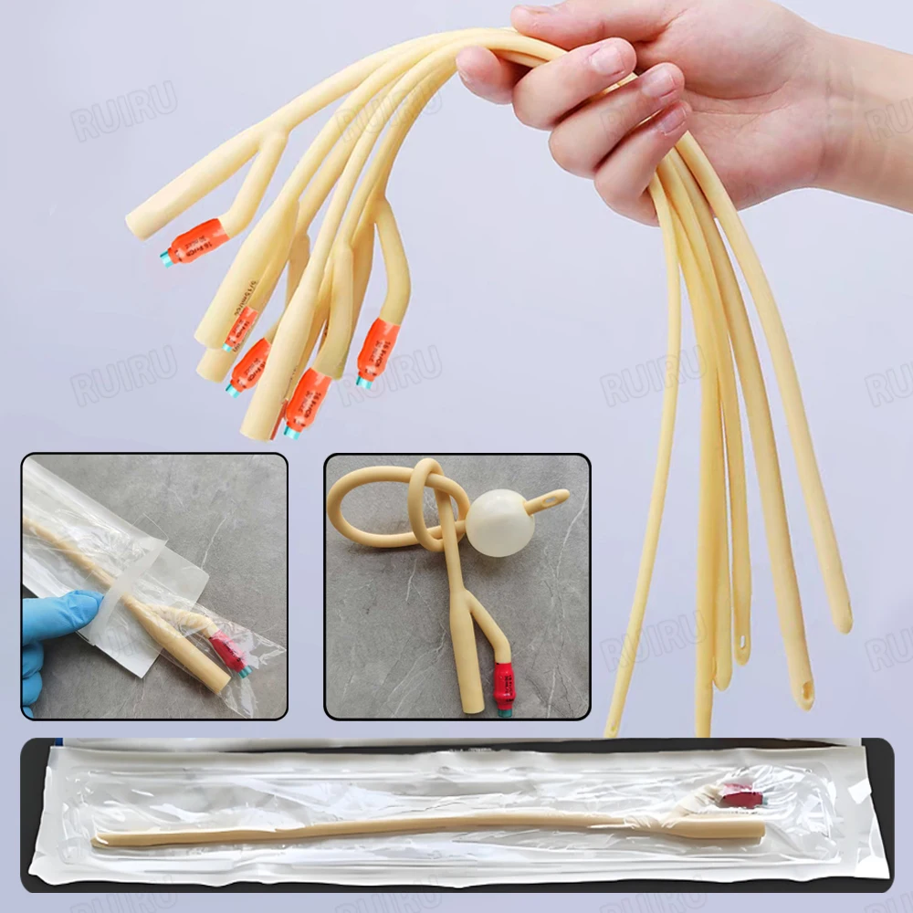 2-Way Medical Balloon Latex Foley Catheter Silicone Coating Urine Tube Male Foley Inserted Tube Urine Catheter with Soft Valve