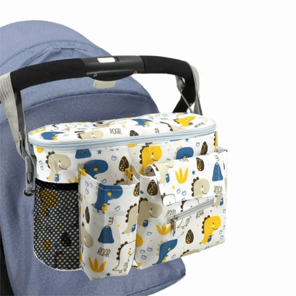 Oxford Cloth Stroller Bag Large Capacity Multi-functional Pram Accessories Printed Cartoon Storage Basket Pushchair Use