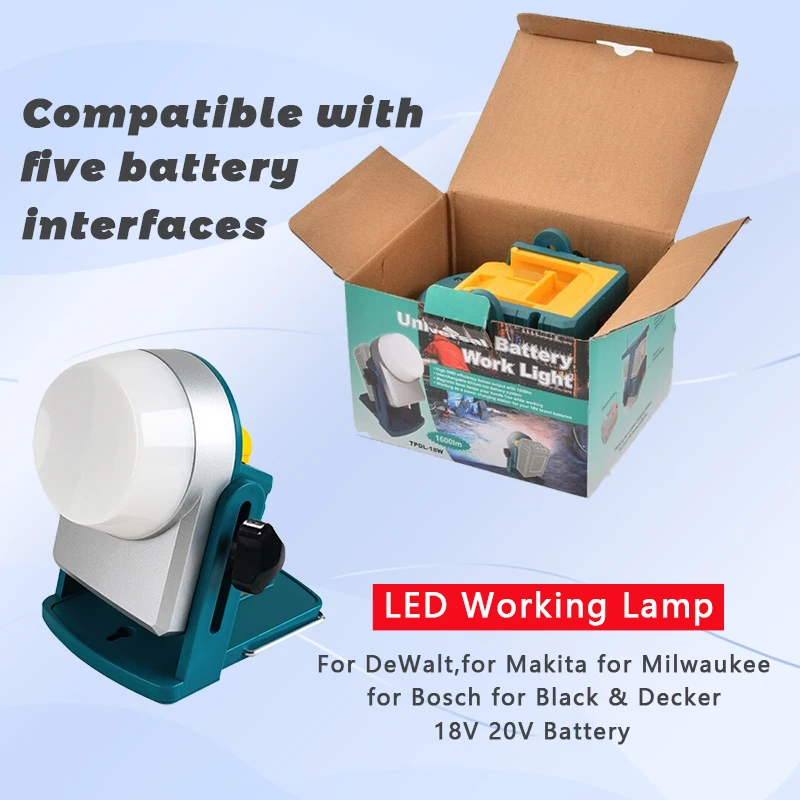 Lanterna Portátil para Trabalho ao ar Livre Luz Led 18w para Makita Makita Milbosch Bateria de Íon de Lítio 18v 20v