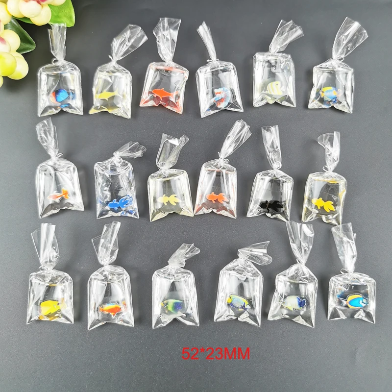 ApeUr 10pcs Ocean Coral Fish Bag Resin Charms Transparent Small Fish In Water Bag Pendant Jewelry Making Handmade DIY Material