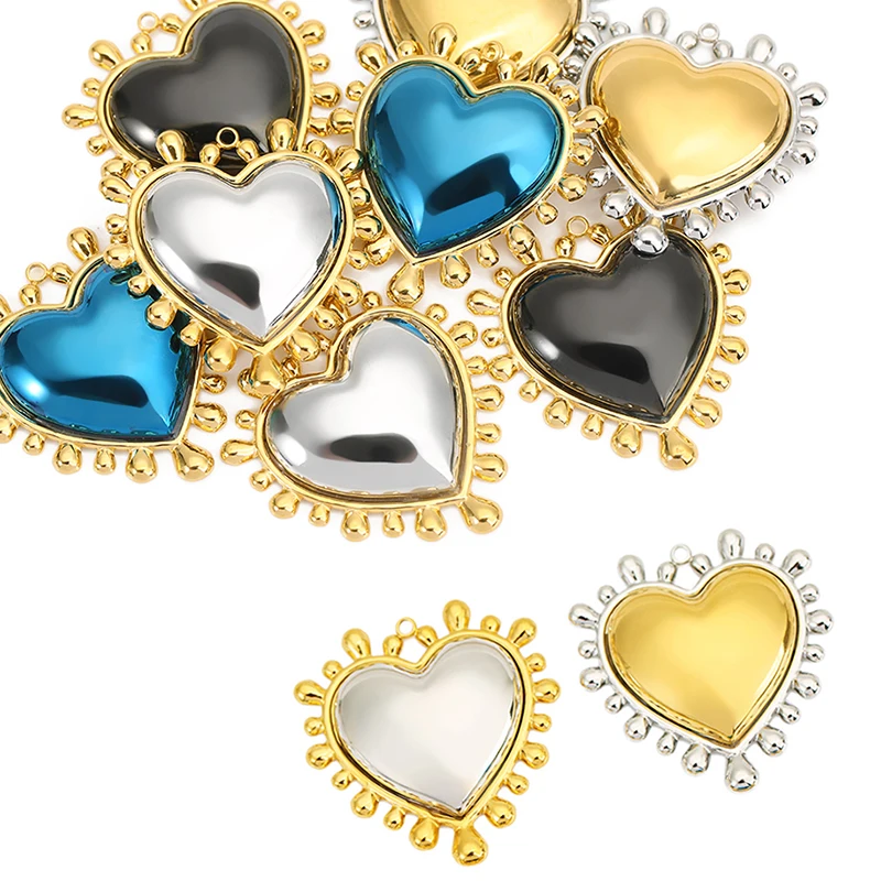 

2pcs Heart Shape Stainless Steel Jewelry Pendants for Necklace Making Women's Bracelet and Earring Jewelry Materials Components