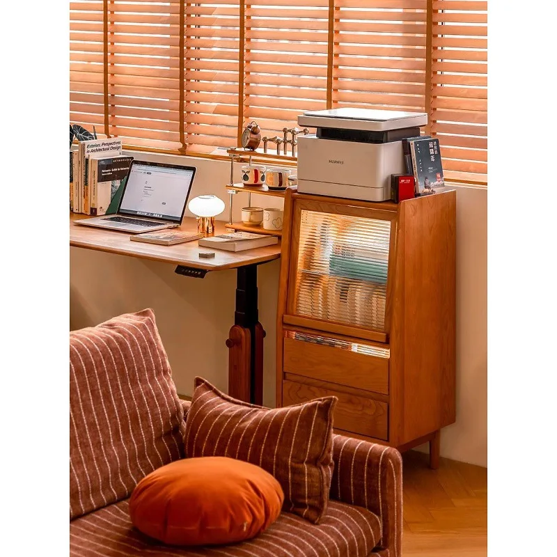 HYS Nordic Solid Wood Side Cabinet Solid Wood TV Cabinet Magazine Storage Cabinet Living Room Simple Sofa