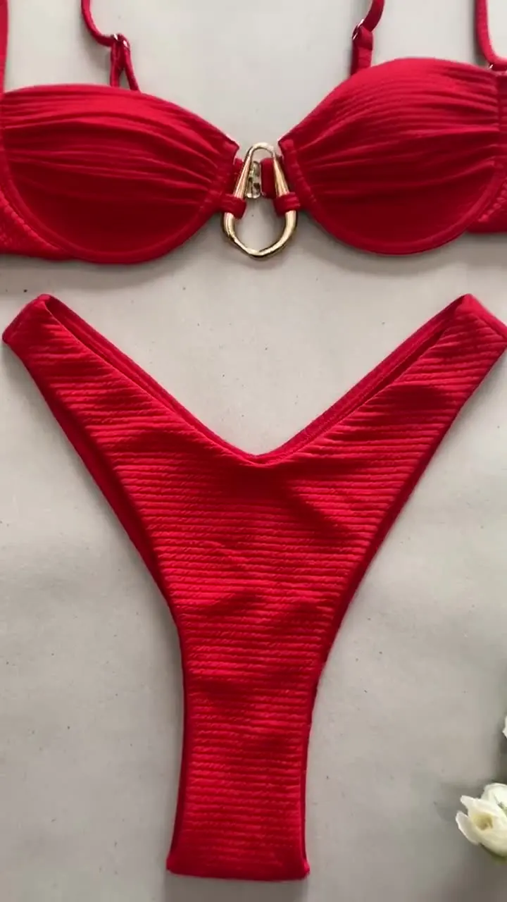 Sexy Push Up Swimwear Women Mini Bikini Set 2024 New Red Black Swimsuit Bathing Suit